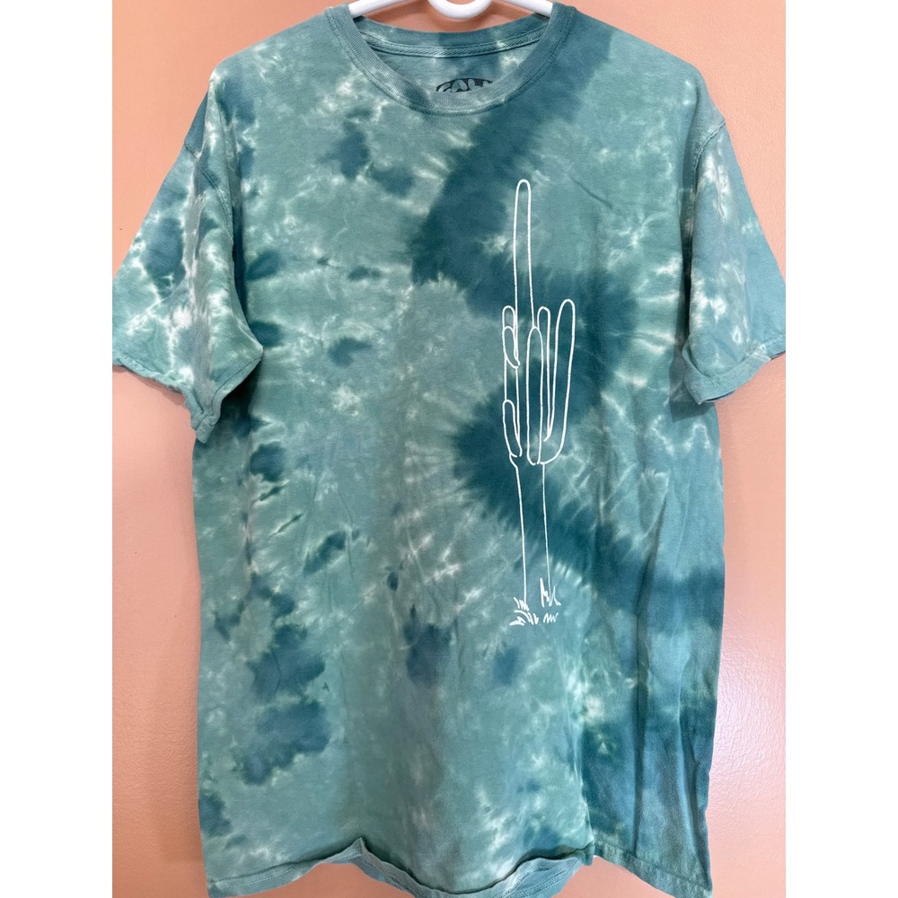 Call Your Mother Mens Green Tie Dye Cactus Graphic T-Shirt Size M